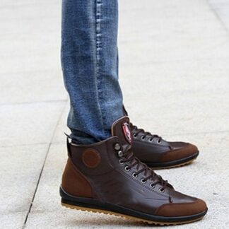 Fall Winter Lace-Up Pu Leather Fashionable Mens Sneakers Boots