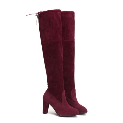 Elegant Snow Winter Faux Suede High Heels Boots for Women