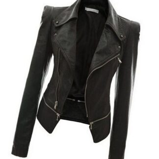 Faux Leather Womens Moto Jacket
