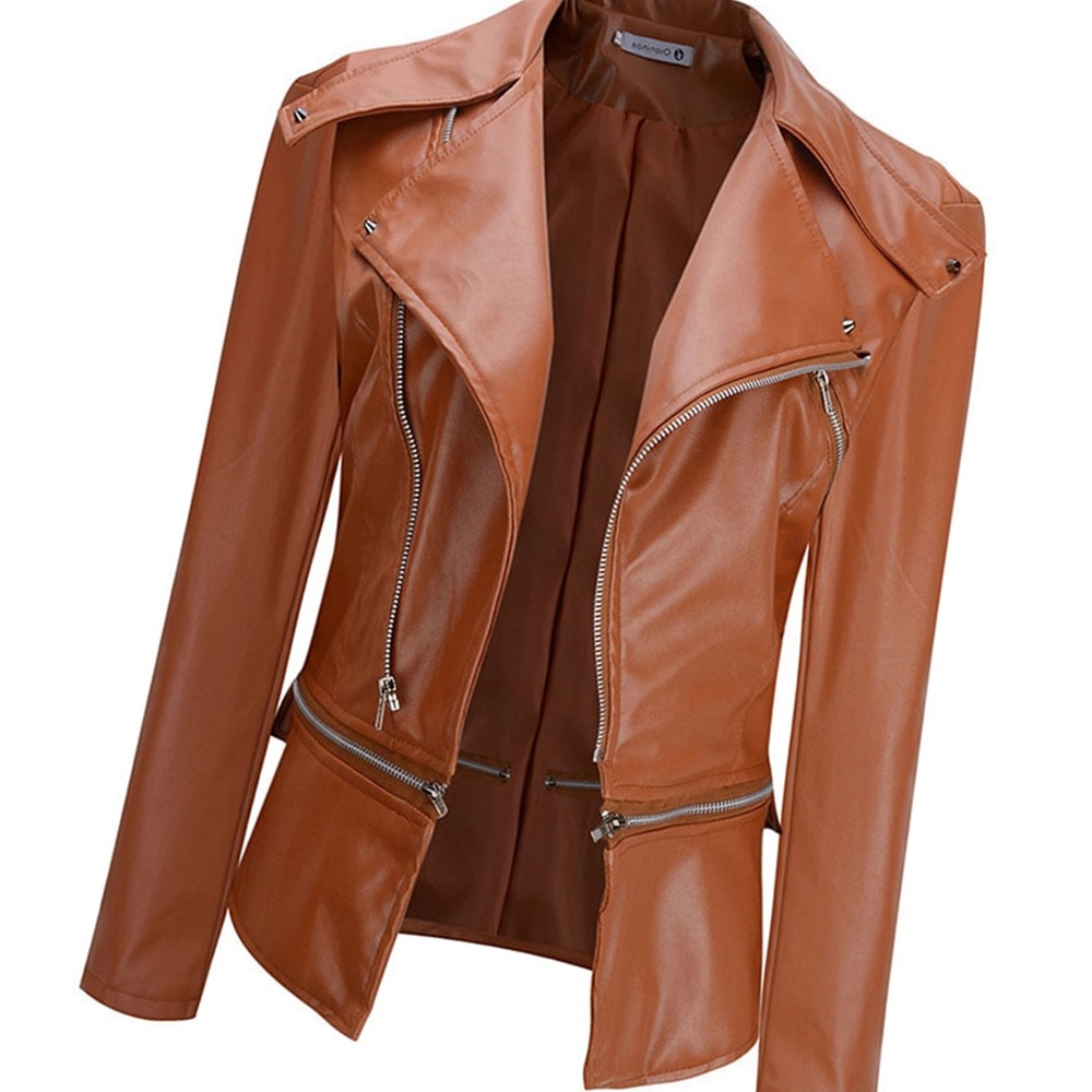 Faux Leather Womens Moto Jacket