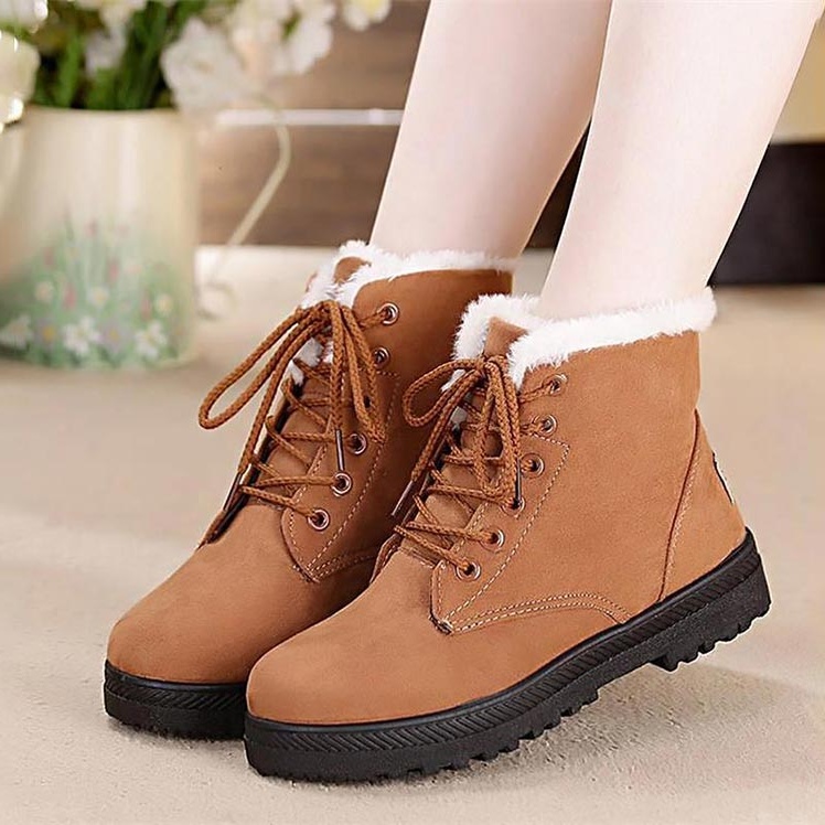 Modern Winter Warm Lace-Up Ankle Boots for Women
