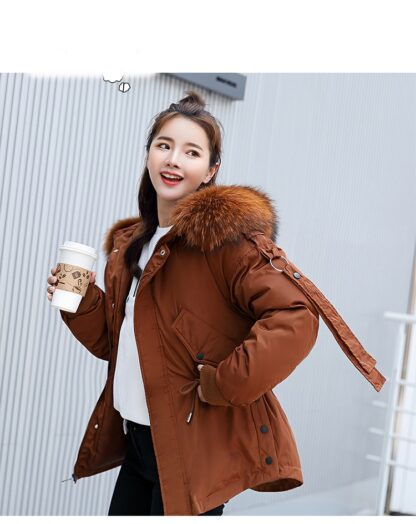 Winter Elegant Fashion Women's Fur Parkas Hooded Coat Jacket