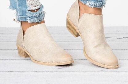 Autumn Spring Slip-On Motorcycle Ankle Boots for Women