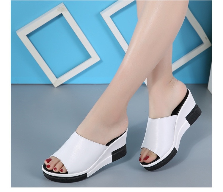 Casual Genuine Leather Womens Peep Toe Sandals