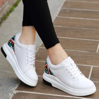 Casual Genuine Leather Womens Platform Sneakers