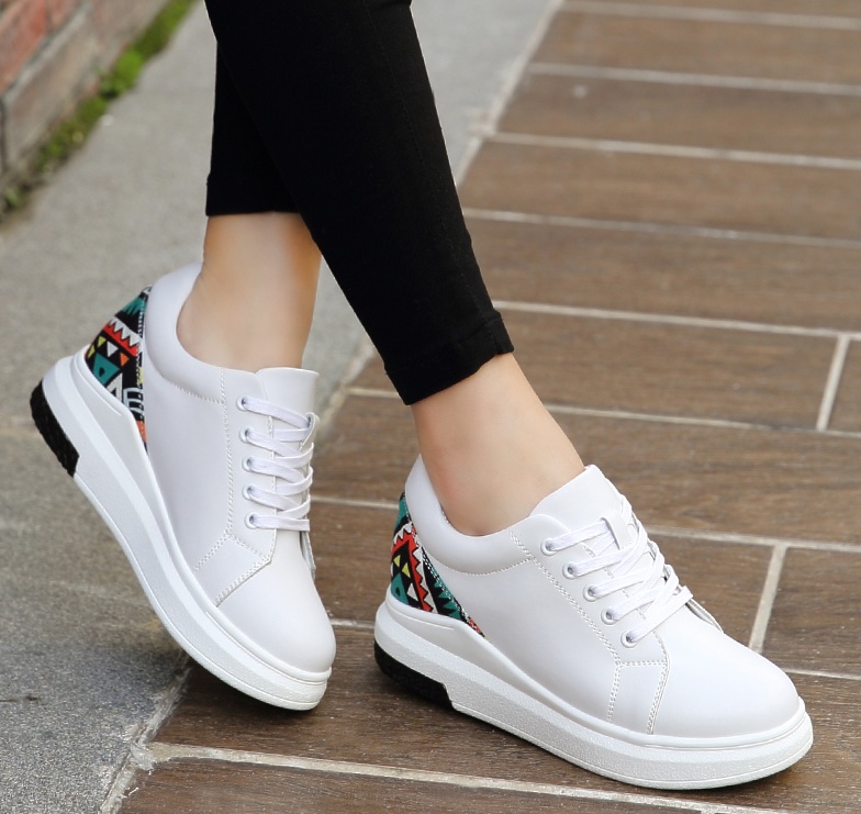 Casual Genuine Leather Womens Platform Sneakers 