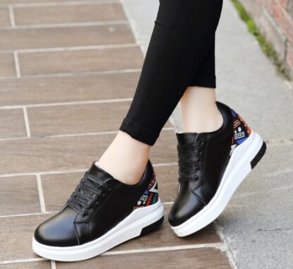Casual Genuine Leather Womens Platform Sneakers
