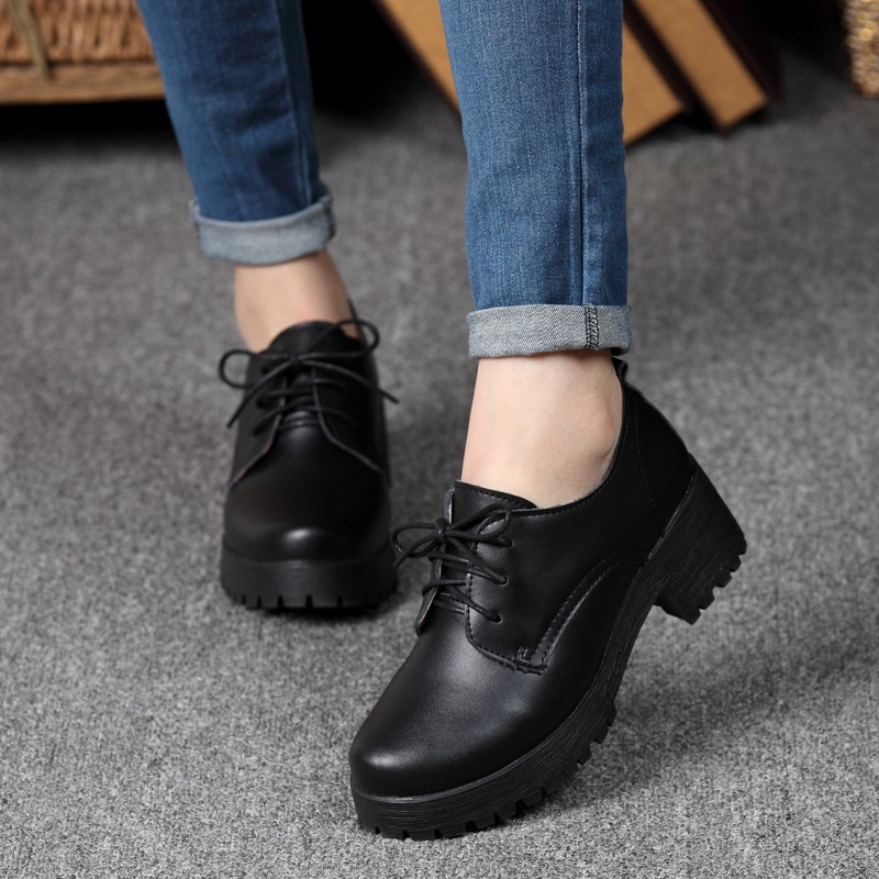Casual Round Toe Lace-Up Flat Platform Womens Oxford Shoes ...