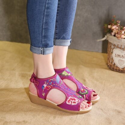 Cute Floral Peep Toe Womens Wedge Sandals