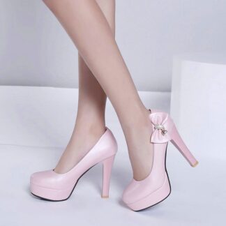 Elegant High Heel Bow Cute Platform Dress Women Pumps