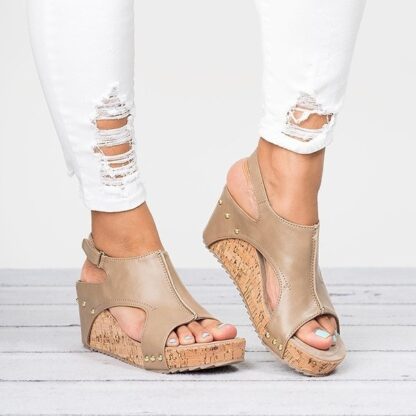Elegant Leisure Platform Wedges Sandals Peep Toe Shoes for Women