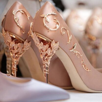 Elegant Rhinestone Floral High Heels Ladies Pumps Shoes