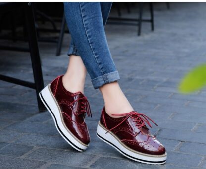 Fashion Patent Leather Oxford Platform Womens Shoes
