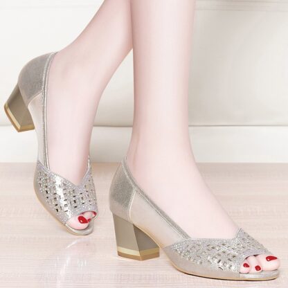Office Elegant High Heels Hollow Out Womens Dress Shoes