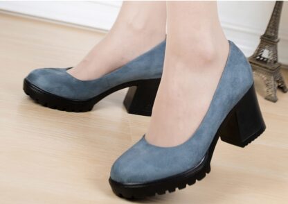 Office Platform Round Toe Square Heels Pumps Shoes