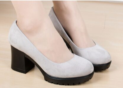 Office Platform Round Toe Square Heels Pumps Shoes