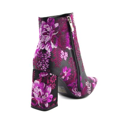 Pointed Toe Square High Heels Fashion Party Floral Womens Boots