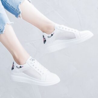 White Summer Platforms Hollow out Breathable Sneakers for Women