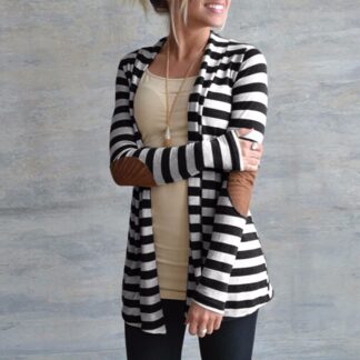 Casual Knitted Sweater Womens Striped Cardigan