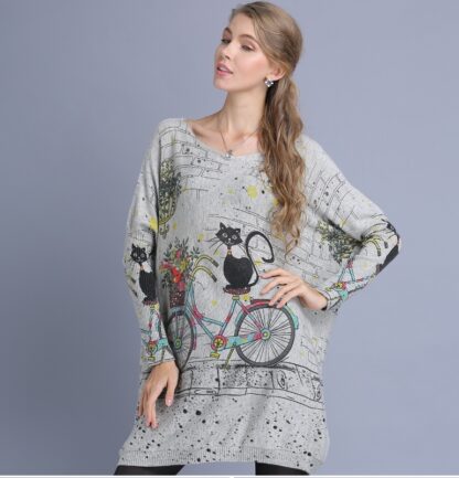 Cute Printed Long Women Pullover