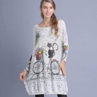 Cute Printed Long Women Pullover