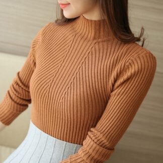 Fashion Elegant Turtleneck Sweater Pullovers Womens Tops