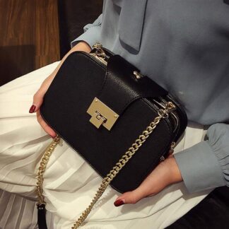 Black Elegant Shoulder Chain Womens Handbag