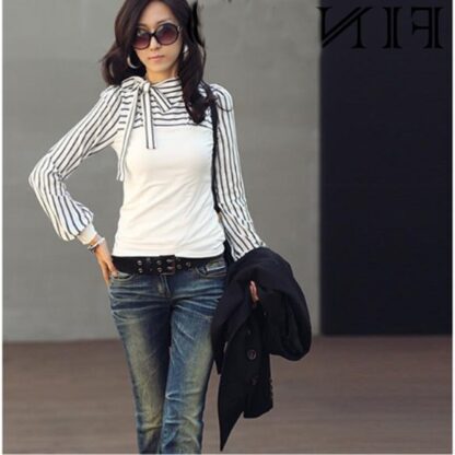 Casual Cotton Stripped Sexy Tees T-Shirt for Women