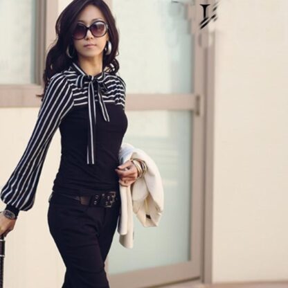 Casual Cotton Stripped Sexy Tees T-Shirt for Women