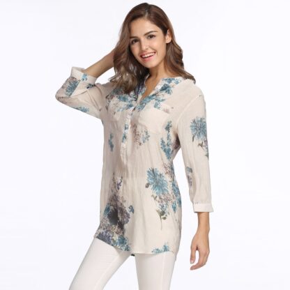 Casual Three Quarter Sleeve Print Blouse for Ladie
