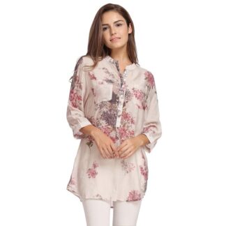 Casual Three Quarter Sleeve Print Blouse for Ladie