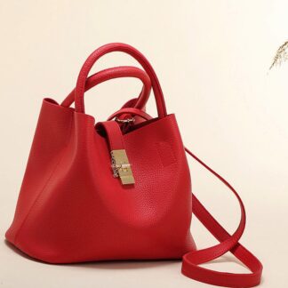 Fashion Elegant Pu Leather Tote Bucket Bag for Women
