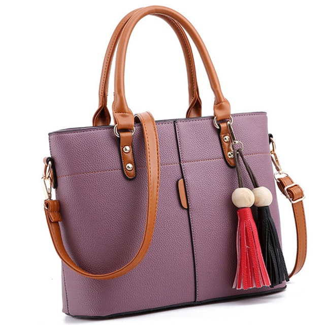 Fashion Large Capacity Leather Tassel Tote Bag for Women