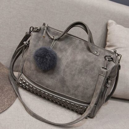 Fashion Shoulder Nubuck Leather Rivet Handbag for Women