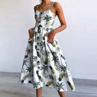 Floral Striped Print Summer Sexy Dress for Women