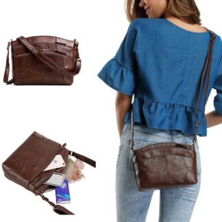 Genuine Leather Multi Pockets Womens Crossbody Bag