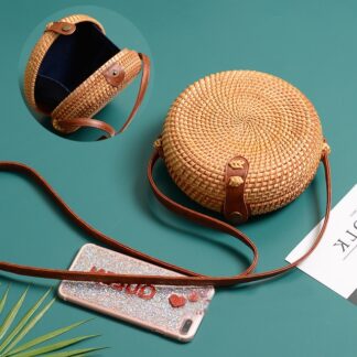 Shoulder Rattan Round Handmade Straw Bag for Women