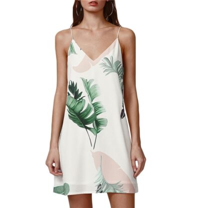 Summer Beach Palm Leaf Print Dress for Women