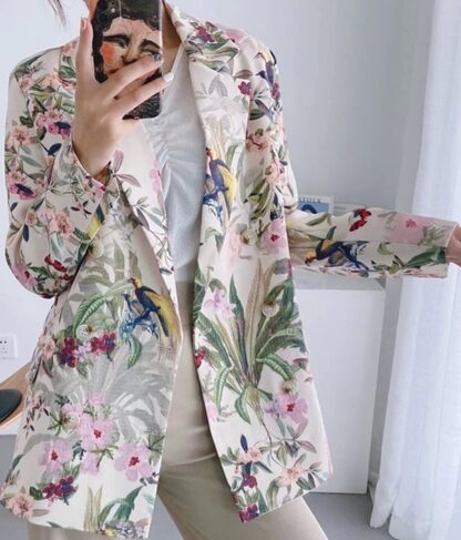 Elegant Party Office Work Floral Women Blazer