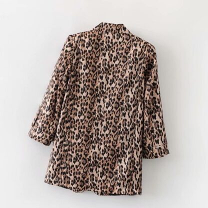 Fashion Pockets Leopard Women Blazer