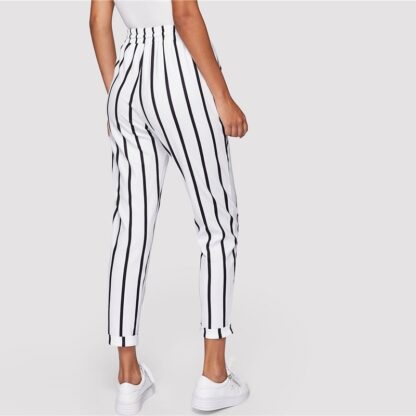 Summer Black and White Harem Striped Women Pants
