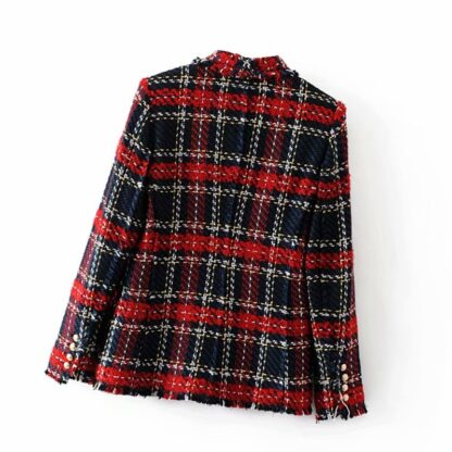 Vintage Cotton Plaid Women Blazer