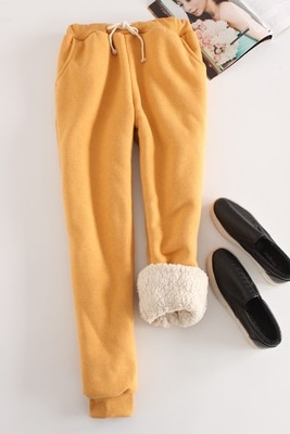 Women Faux Fur Fleece Joggers Winter Warm Casual Home Pants Trousers  Loungewear