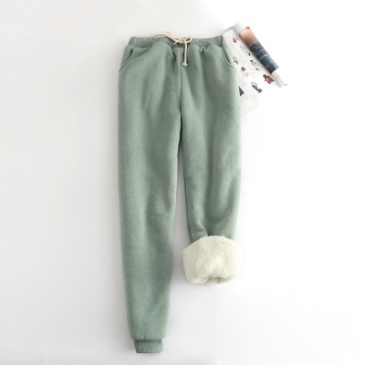 Women's Faux Fur Fluffy Pants Casual Pure Color Loose Plush Trousers Winter  Comfortable Long Trousers Elastic Middle-waisted Bottoms