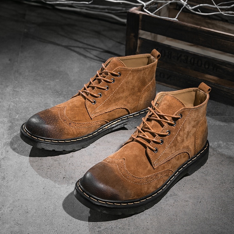 Autumn Winter Vintage Genuine Leather Men Boots Shoes