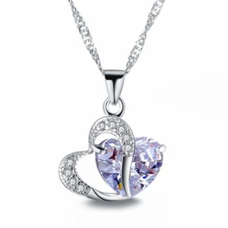 Crystal Heart Pendant Necklace for Women