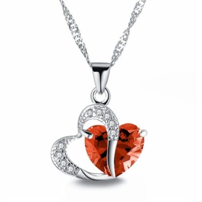 Crystal Heart Pendant Necklace for Women
