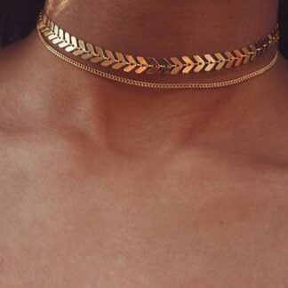Golden Silver Chain Chocker Women Necklace