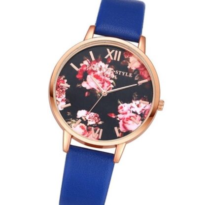 Rose Dress Quartz Floral Women Wrist Watch