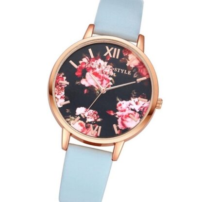 Rose Dress Quartz Floral Women Wrist Watch
